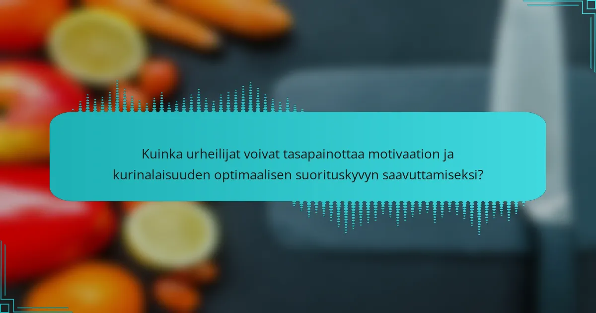 Kuinka urheilijat voivat tasapainottaa motivaation ja kurinalaisuuden optimaalisen suorituskyvyn saavuttamiseksi?