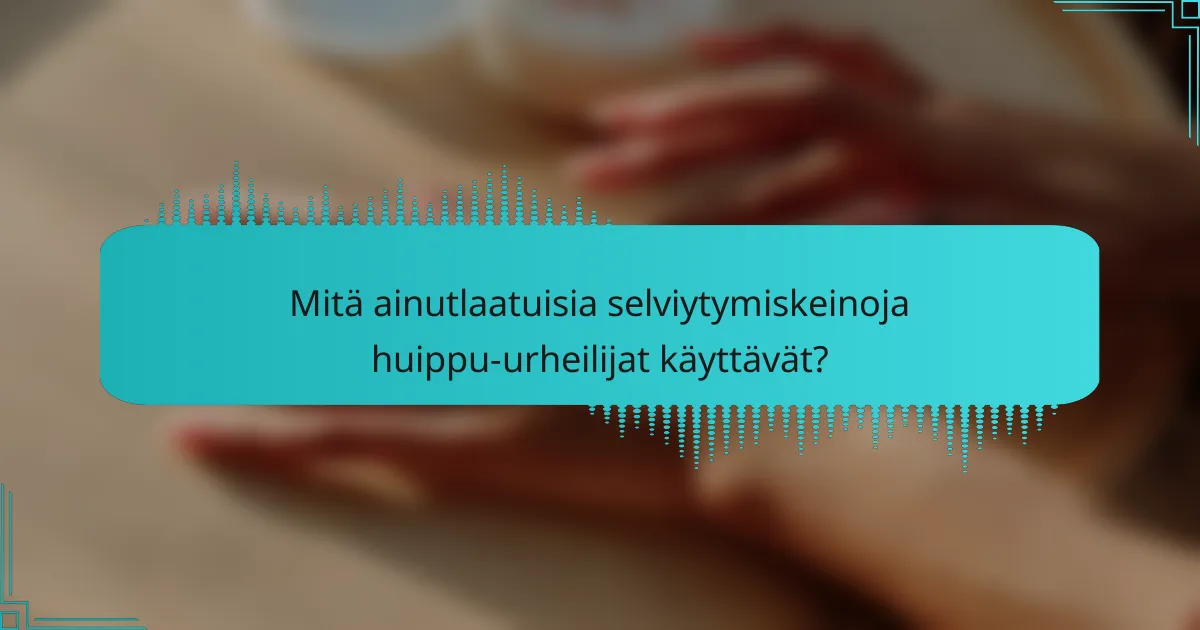 Mitä ainutlaatuisia selviytymiskeinoja huippu-urheilijat käyttävät?