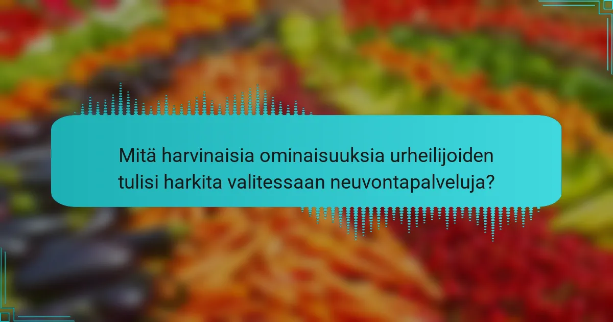 Mitä harvinaisia ominaisuuksia urheilijoiden tulisi harkita valitessaan neuvontapalveluja?
